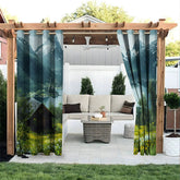 Lofaris Spring Mountain Waterproof Printed Outdoor Curtains